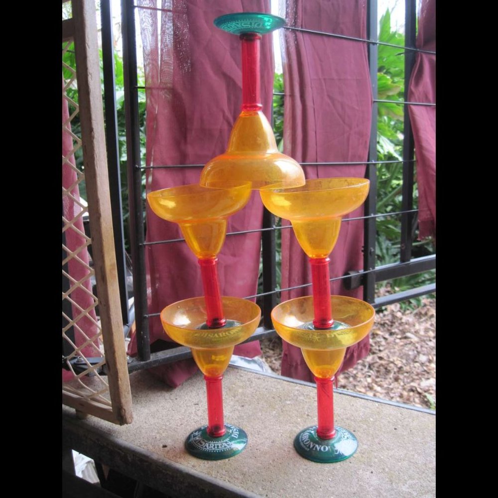 5 DiSarita DiSaranno Amaretto Originale Orange Green Red Plastic Margarita Glass